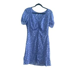 Free People Lavender Short Sleeve V-Neck Floral Dress with Shirring. Size L